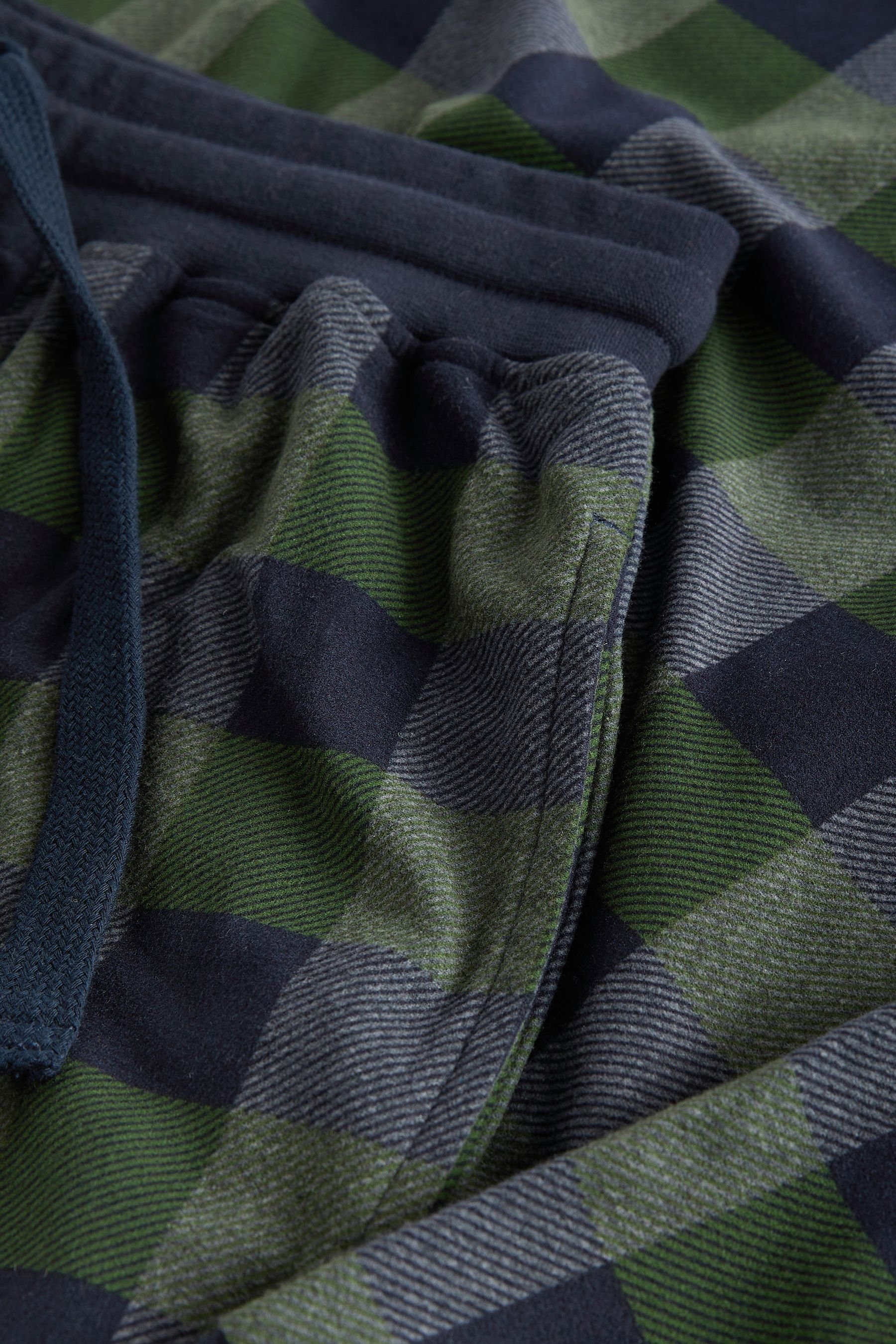 Next tlg) Green/Navy (2 Motionflex Bündchen mit Schlafanzug Check Blue Bequemer Pyjama