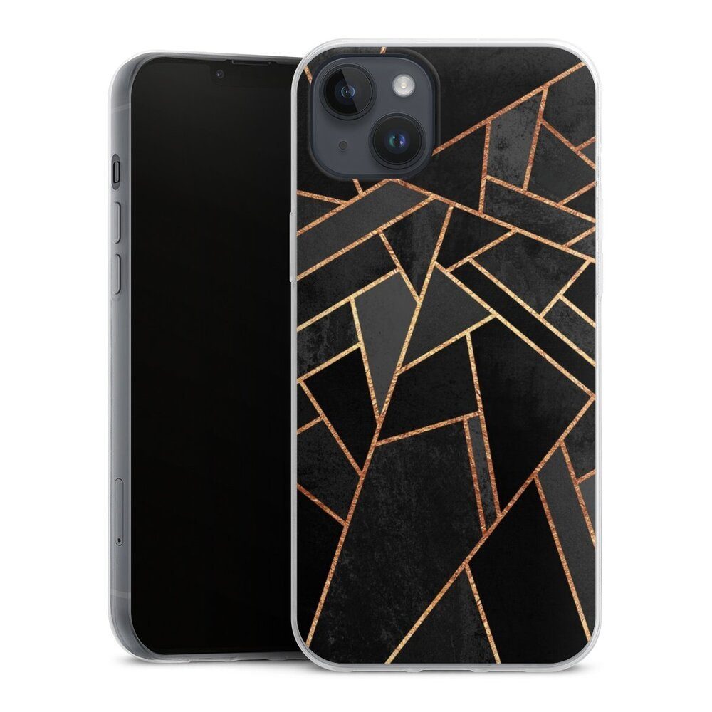 DeinDesign Handyhülle Dreiecke Muster Elisabeth Fredriksson Black Night Gold Print, Apple iPhone 15 Plus Slim Case Silikon Hülle Ultra Dünn Schutzhülle