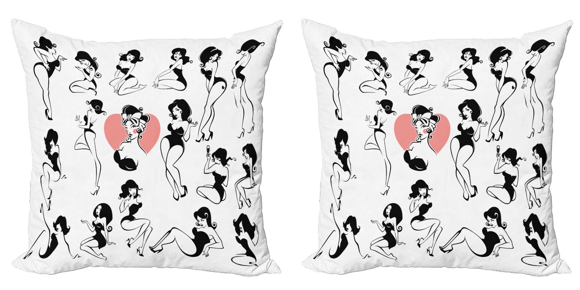 Kissenbezüge Modern (2 Doppelseitiger Digitaldruck, Herz-Tätowierung Modell Abakuhaus Accent Mode Frau Stück)