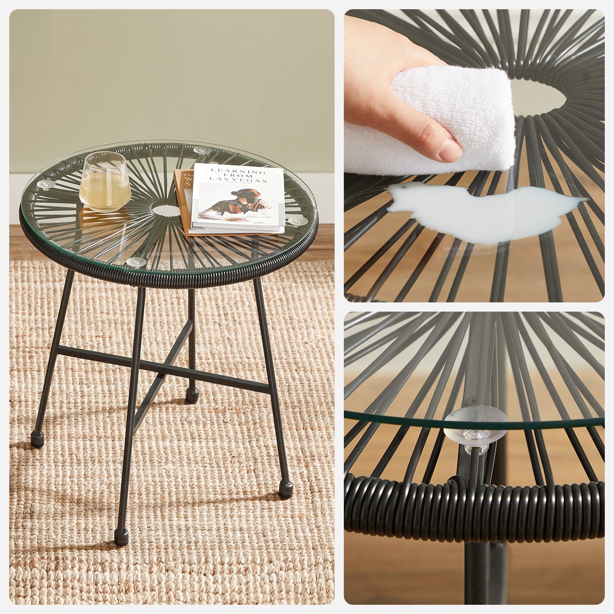 SONGMICS Gartenlounge-Set Balkonmöbel 3er Set Gartenmöbel-Set, (3-tlg., 1 Tisch, 2 Stühle), für Terrasse, Garten, 2 Stühle, und Außenbereich, Sitzgruppe, Innen- – Bild 5 von 5