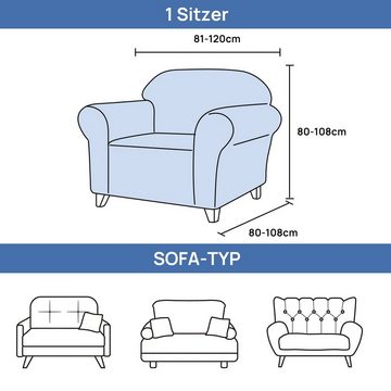 Sofahusse Stretch Samt Sofabezug Modern Sofaüberwurf Elastische Couchbezug, MULISOFT, Sofahusse mit Armlehne für Wohnzimmer, Protector für Hunde Haustiere