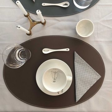 Platzset, adorist, (1-St), Leder Tischset, Lederunterlage KANON oval, braun