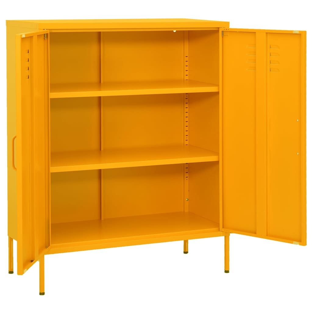 Sideboard Lagerschrank 80 x 35 x 101,5 cm in Senfgelb aus Stahl