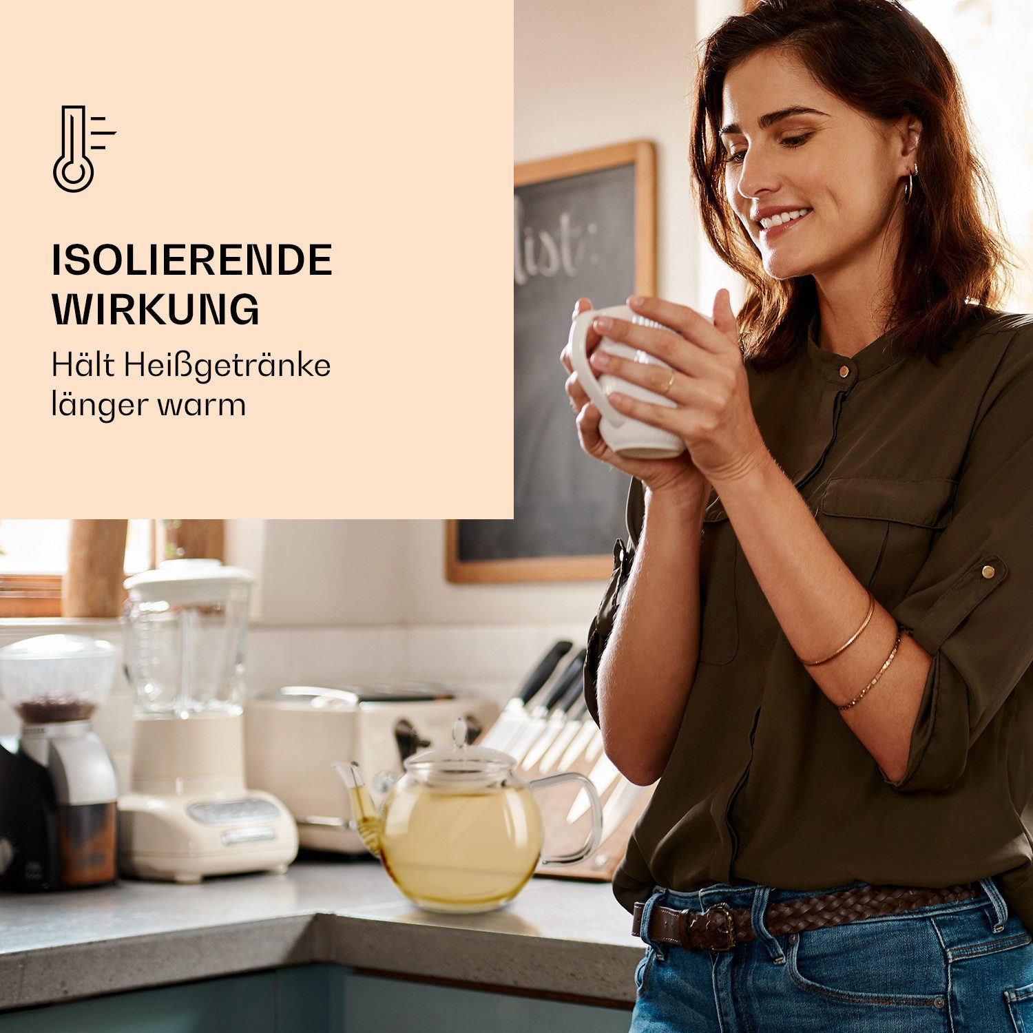 Feelino Teekanne Bedida Teekanne 1300ml, 1.3 l, (4-St., 1 x Glaskanne mit Deckel;3 x Teeblumen)