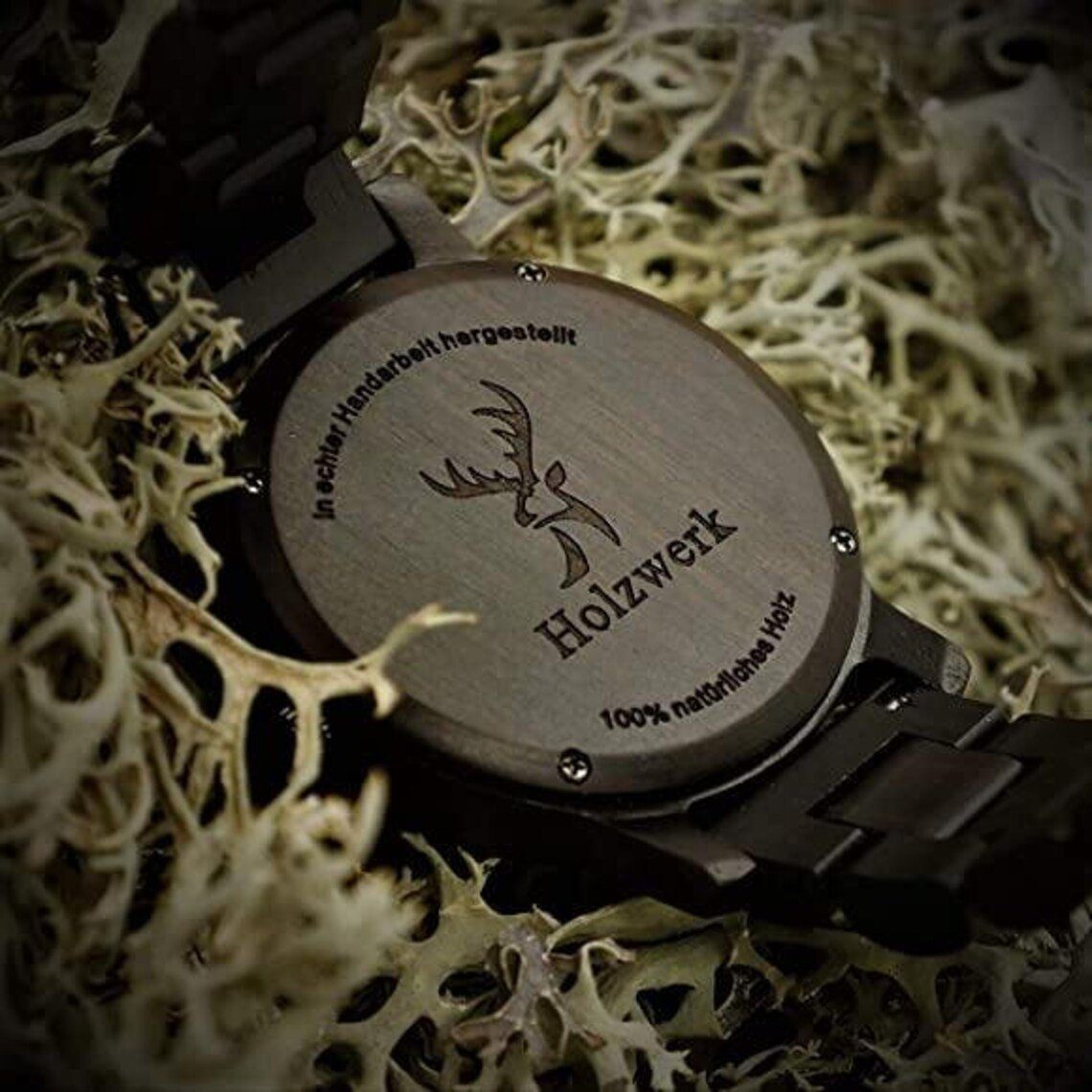 Holzwerk Quarzuhr HEIMBACH Damen und Herren Holz Armband Uhr in dunkelbraun & schwarz