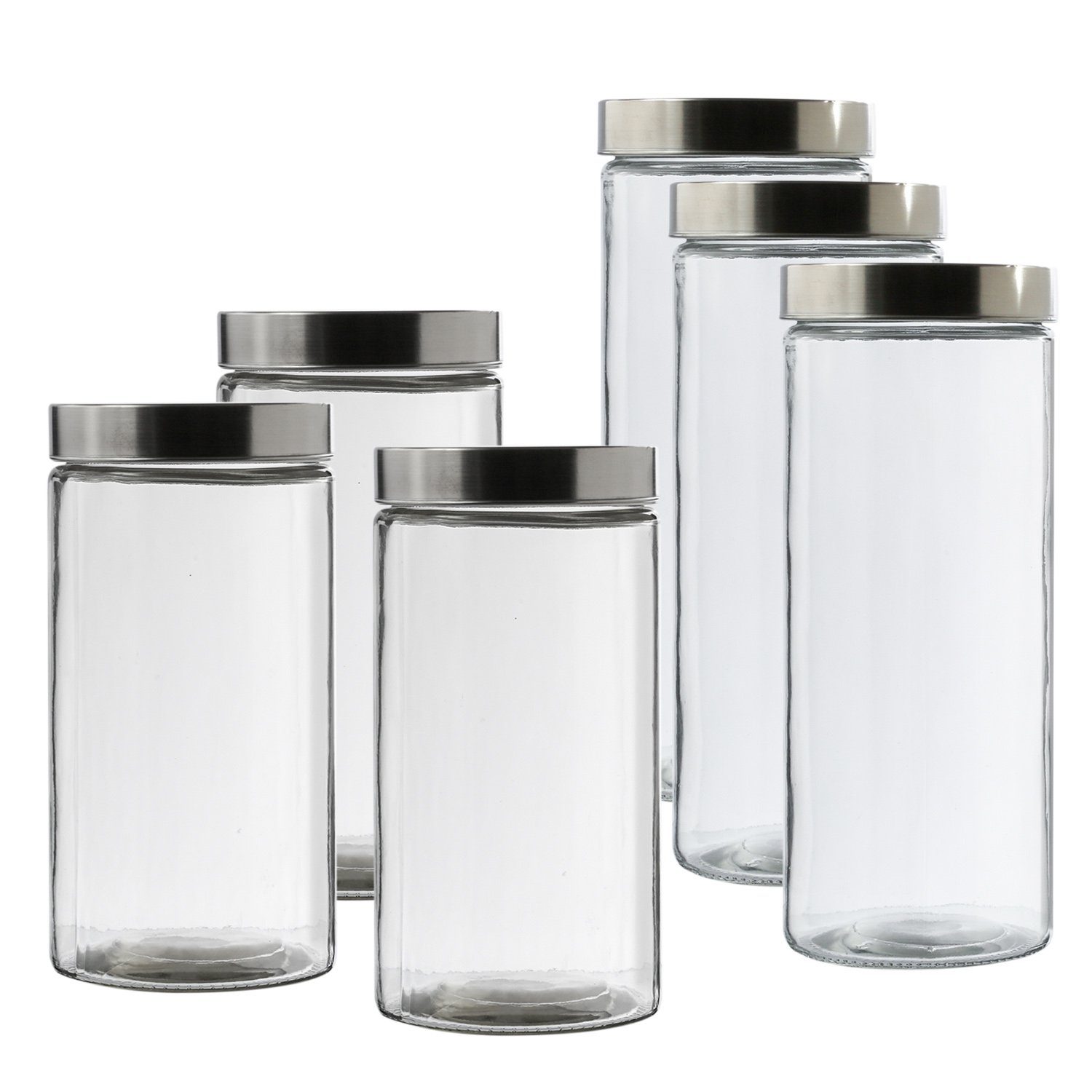 GAUMENKICK Vorratsglas Vorratsdose Vorratsglas Aufbewahrungsgläser 1,7/2,2 Liter 6er Set, Glas, (6-tlg)