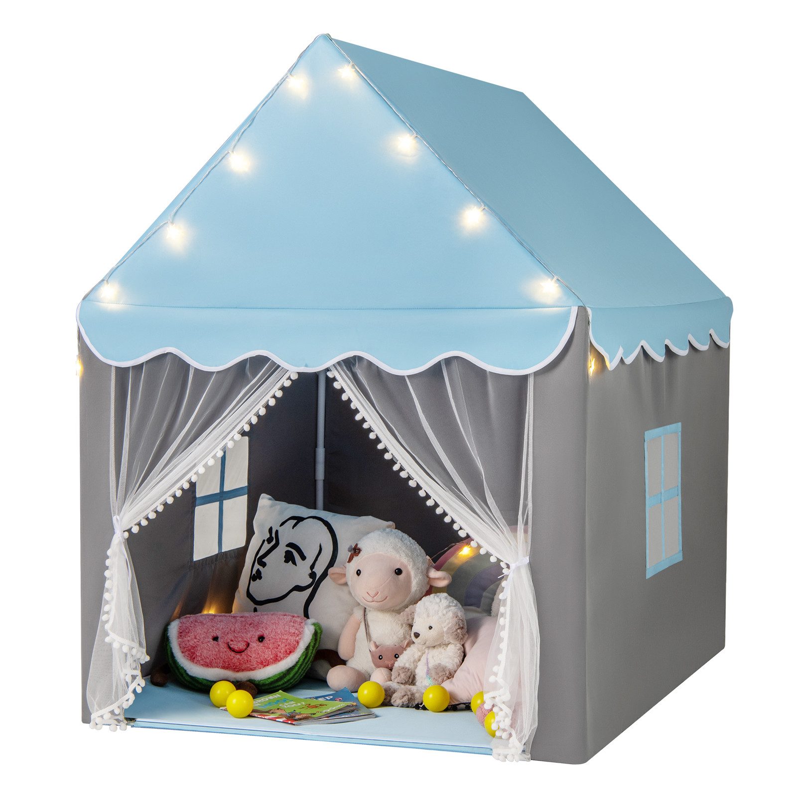 COSTWAY Spielzelt Spielhaus mit LED & Matte, 105 x 121 x 136cm, Outdoor günstig online kaufen