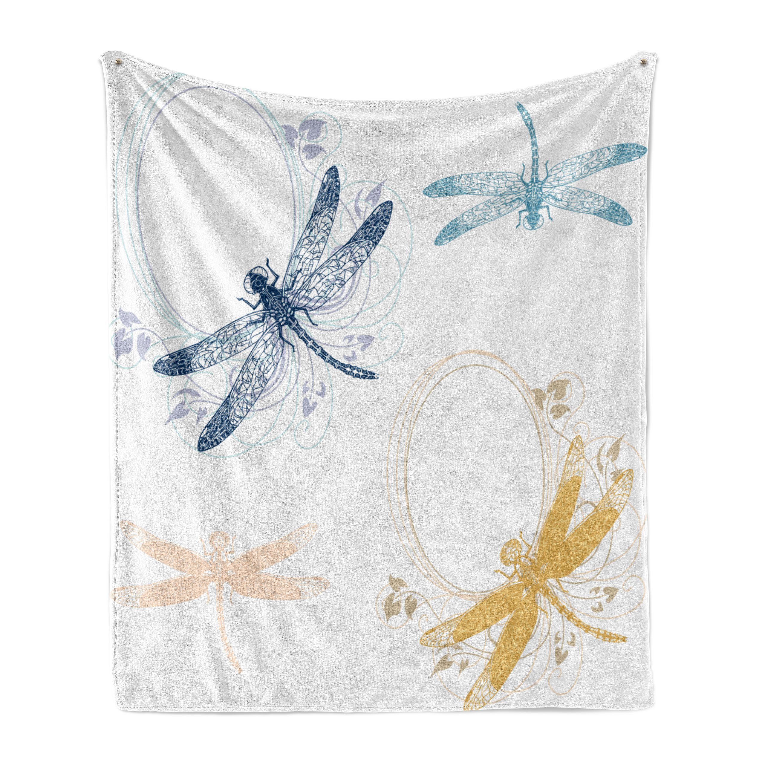 Spring Plüsch Gemütlicher Libelle Floral den Außenbereich, Season Abakuhaus, und Innen- für Wohndecke