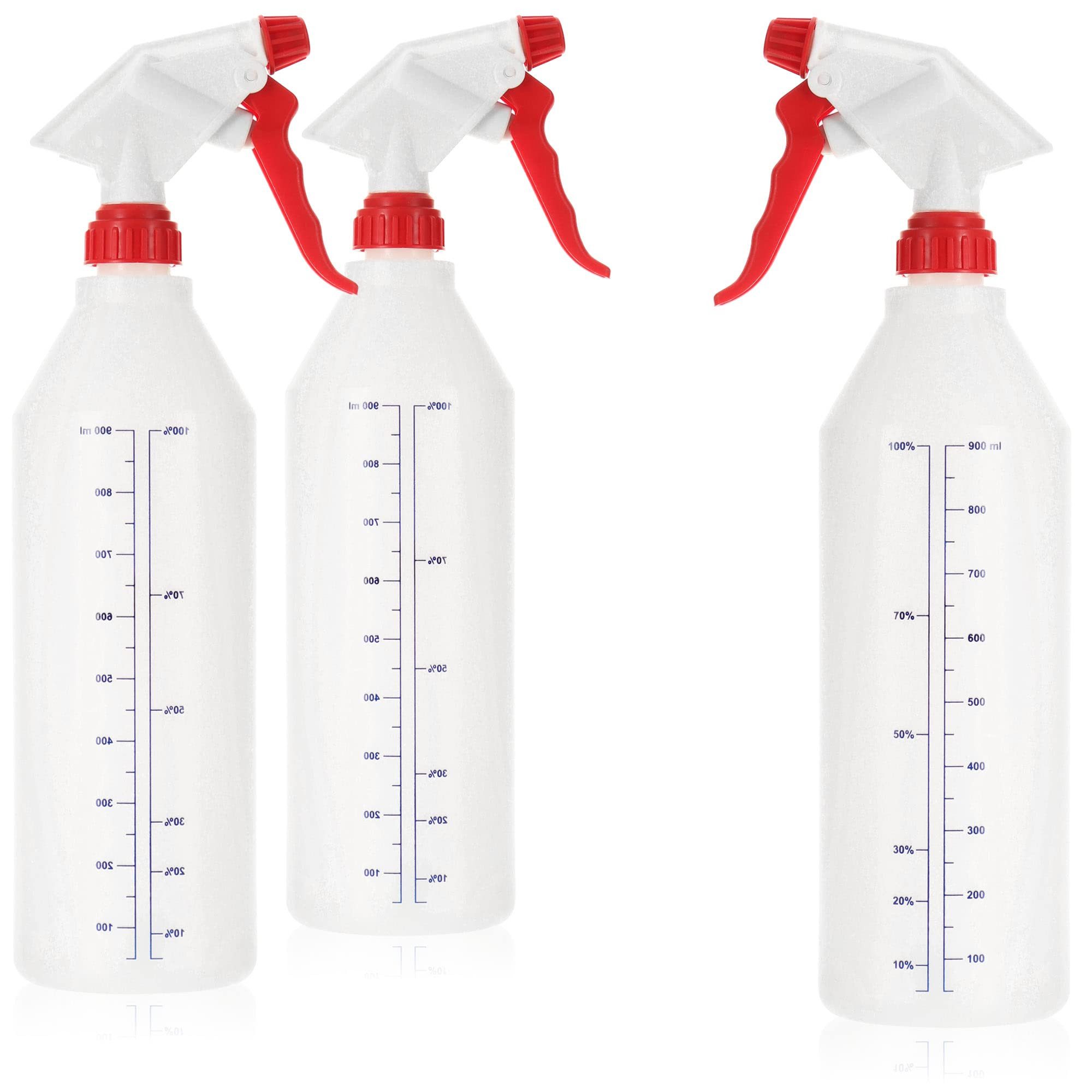 com-four Sprühflasche Sprühflasche mit Skala -, (3-tlg), chemiebeständiger Pumpsprüher mit 28/400 Gewinde für Säuren