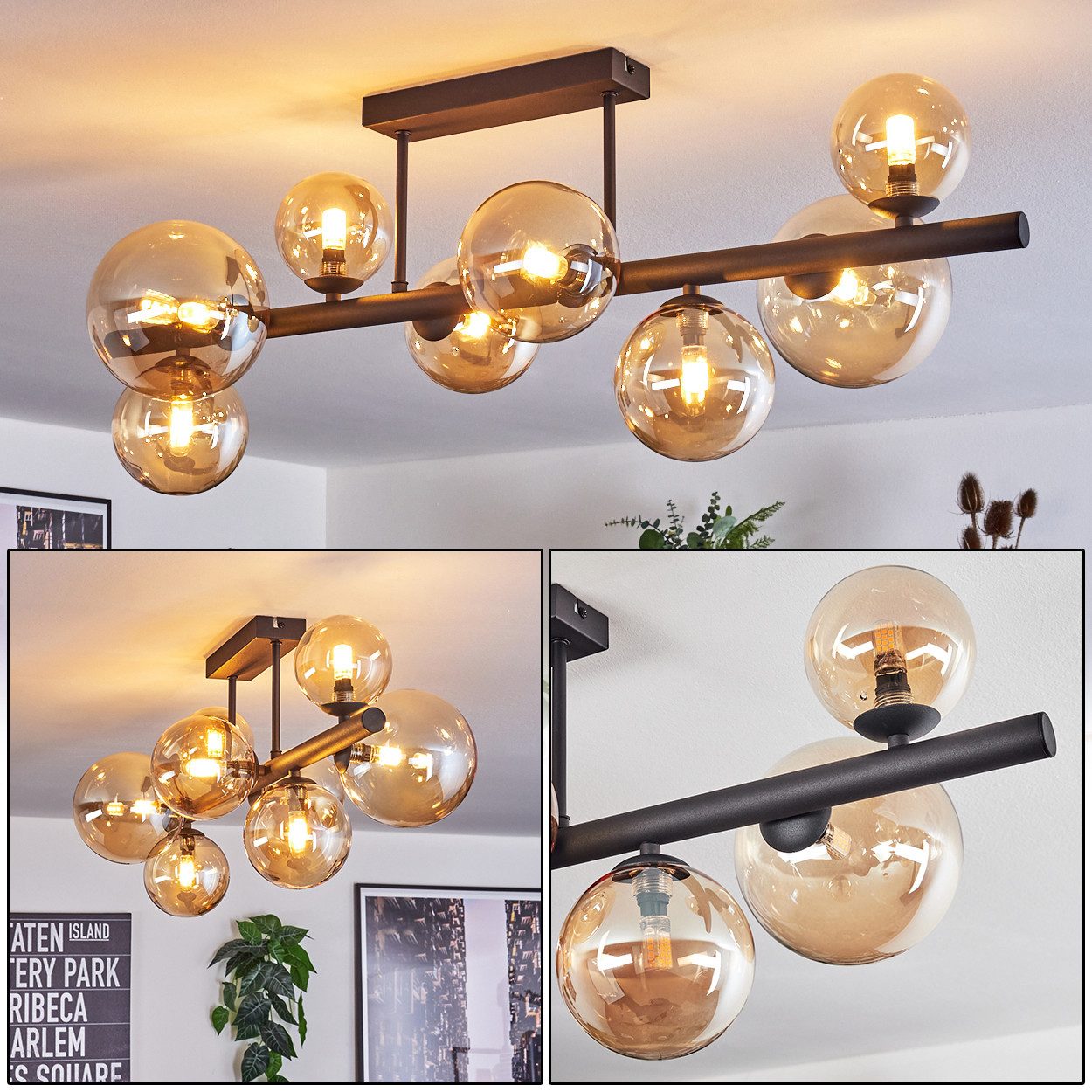 hofstein Deckenleuchte Deckenlampe aus Metall/Glas in günstig online kaufen