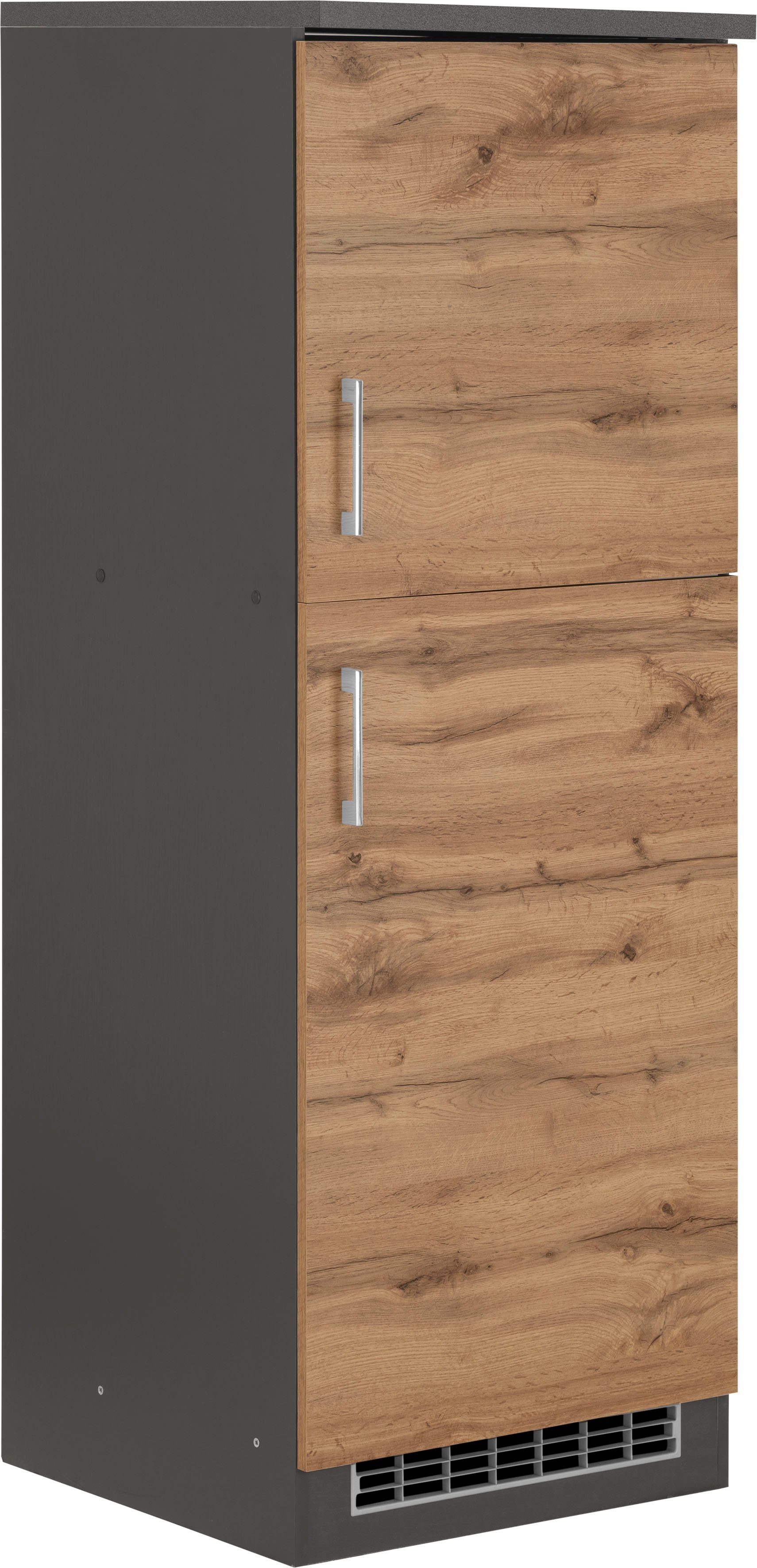HELD MÖBEL Kühlumbauschrank Colmar 60 cm breit, 165 cm hoch, geeignet für Einbaukühlschrank 88 cm Nische wotaneiche/grafitgrau | grafitgrau | Umbauschränke