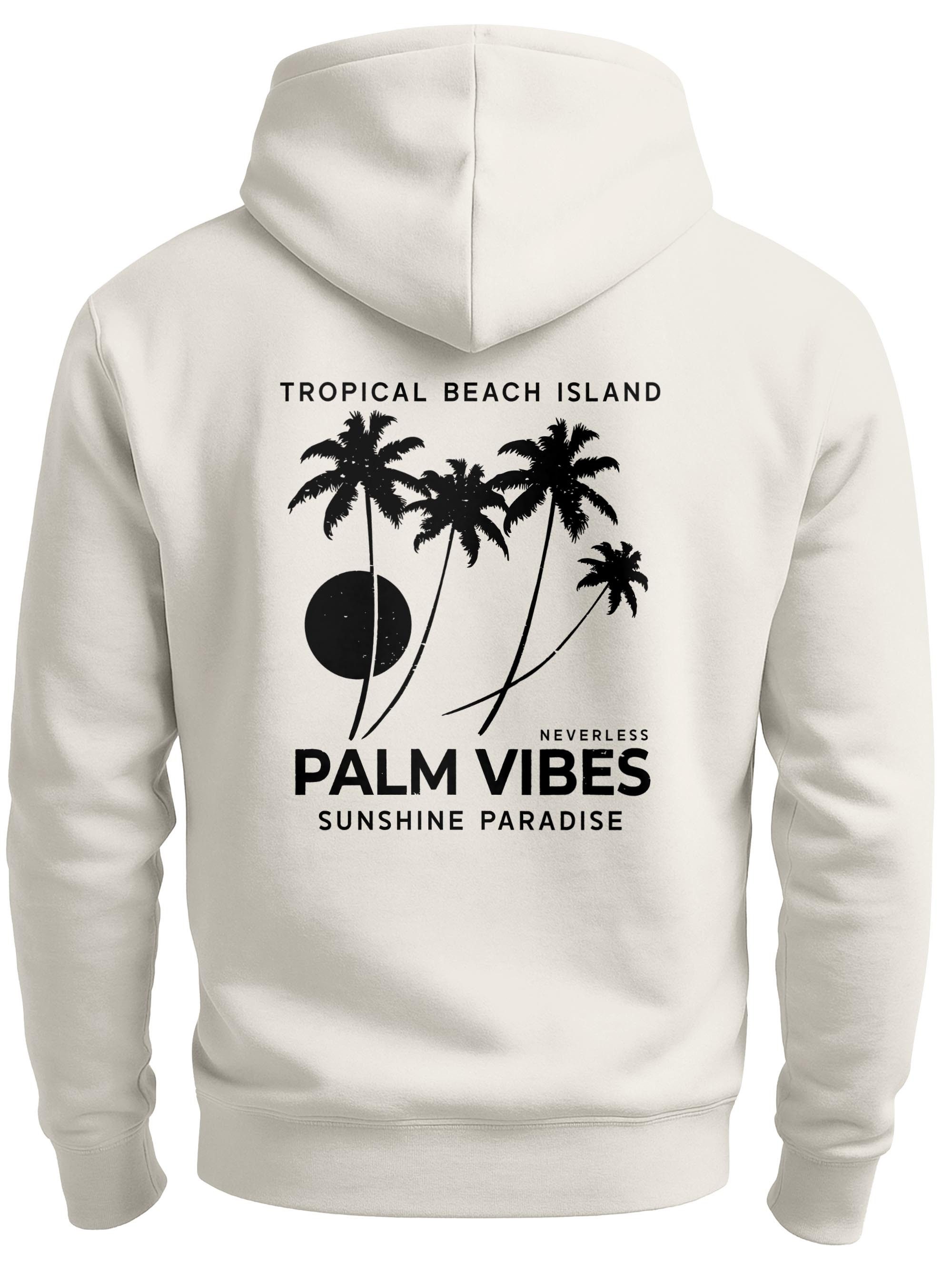 Neverless Hoodie Herren Hoodie Backprint - Palmen - Rückenaufdruck Kapuzen-Pullover