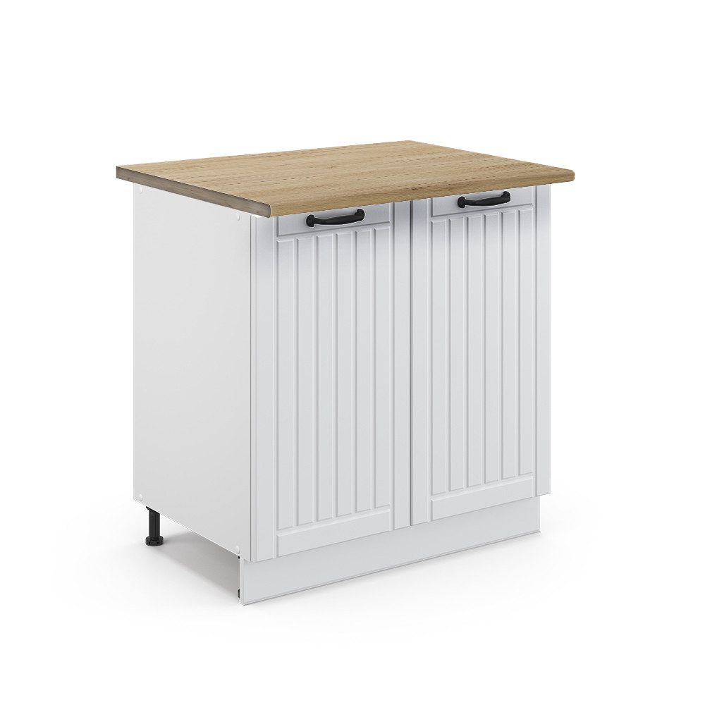 Vicco Spülenunterschrank Fame-Line Weiß Landhaus/Weiß 80 cm mit Regal AP Ma günstig online kaufen