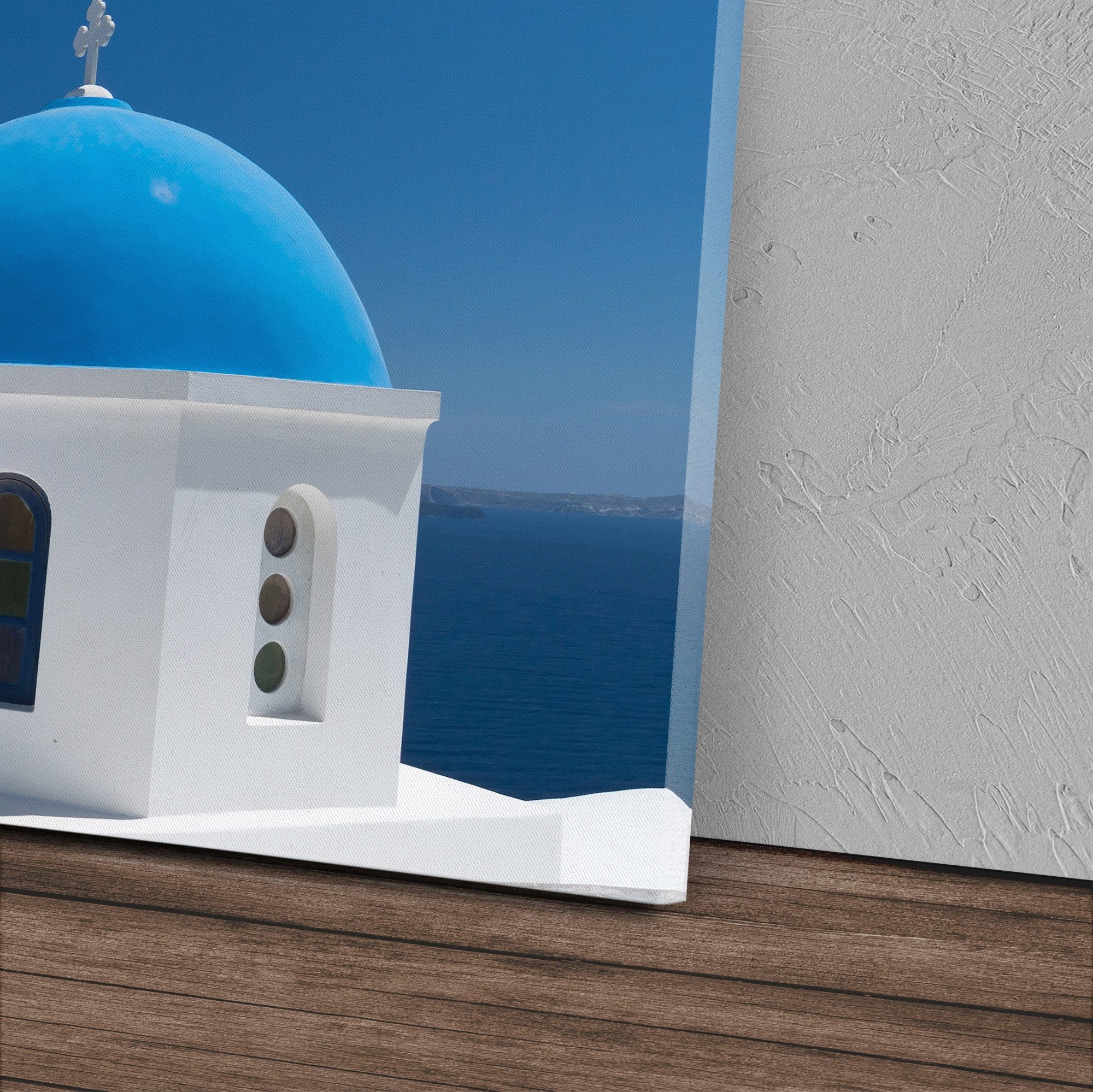 Sinus Art Leinwandbild 120x80cm Wandbild auf Leinwand Griechische Insel Kloster Santorini Mit, (1 St)