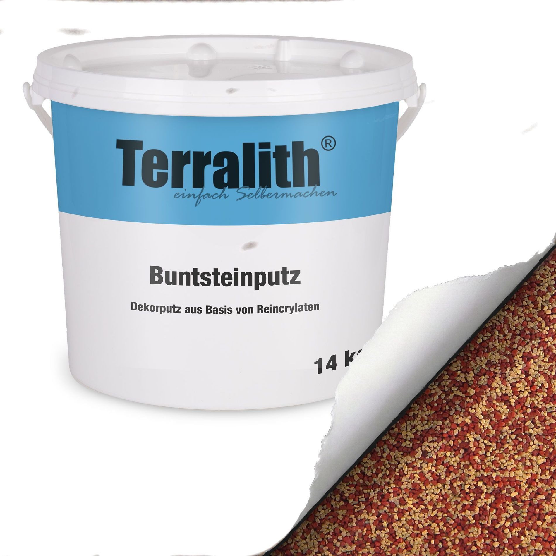 Terralith® Kunstharzputz Buntsteinputz Mosaikputz 2mm -14 kg- BSP09 (Eimer, Verarbeitungsfertig) Dekorationsputz aus Marmor-Granulat bzw. eingefärbter Körnung
