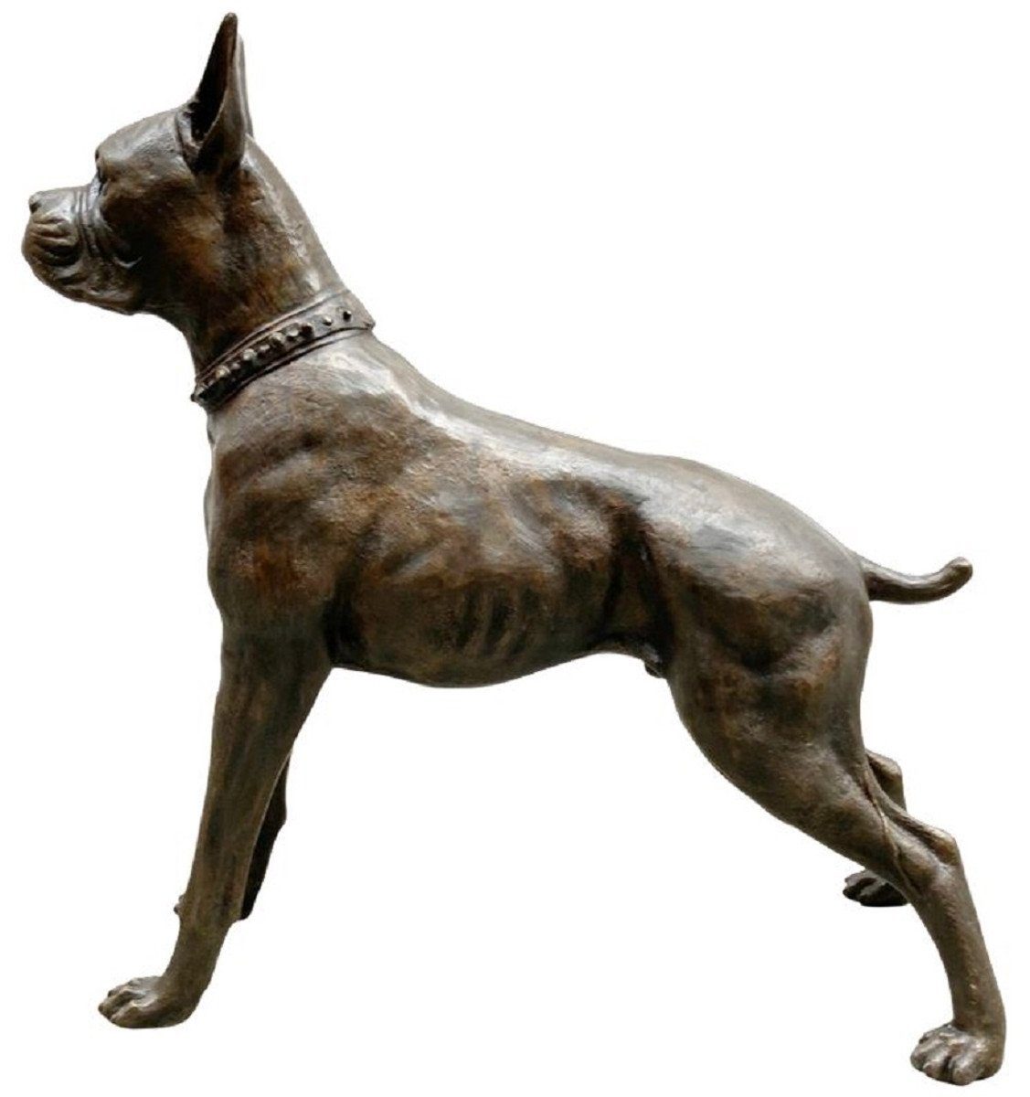 Casa Padrino Dekofigur Luxus Bronze Skulptur Boxer Hund Bronzefarben 85 x 28 x H. 95 cm - Bronze Dekofigur - Wohnzimmer Dekofigur - Luxus Wohnzimmer Deko Accessoires