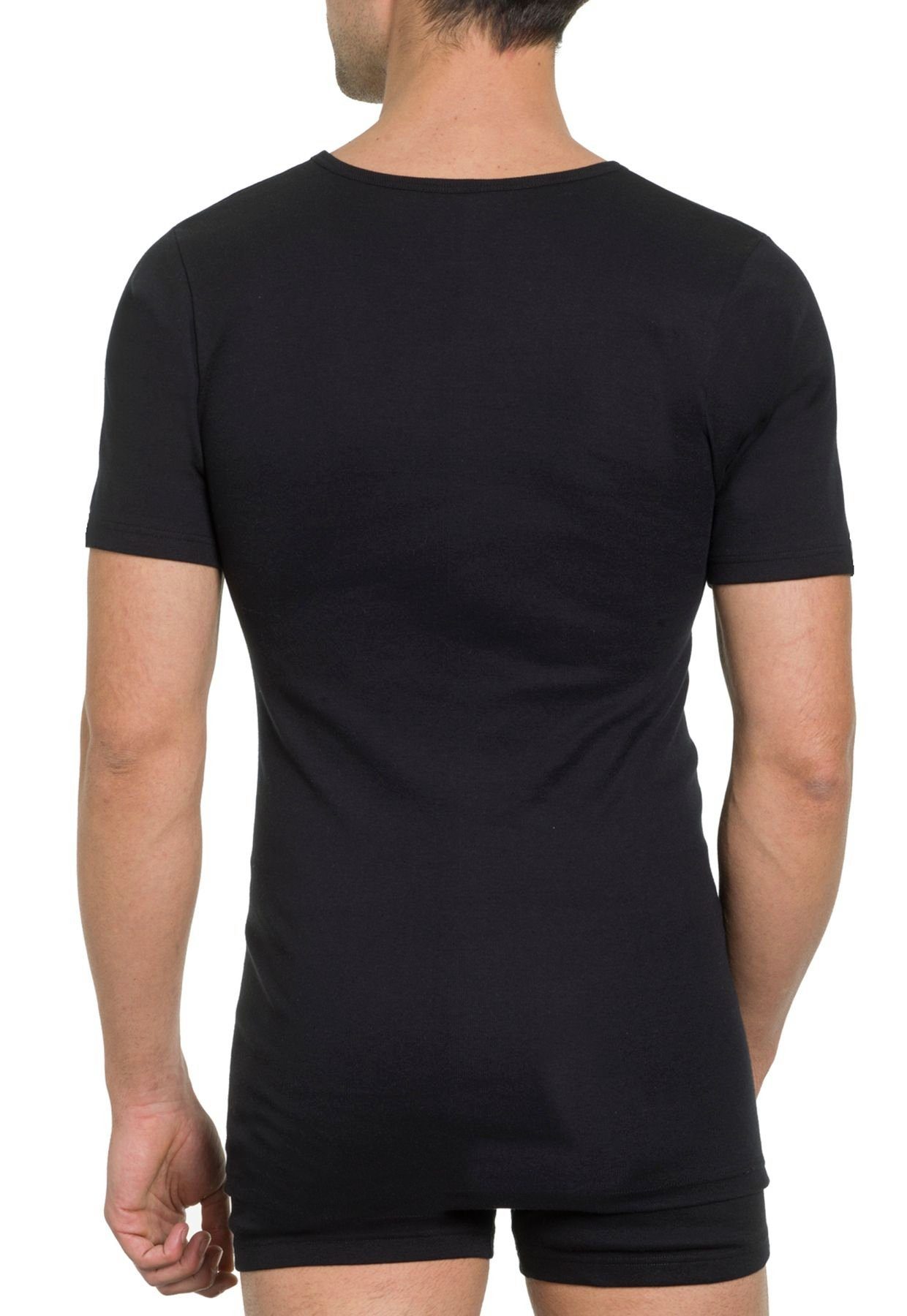 HAASIS Bodywear (Packung, 1919 Herren in 2-St., formbeständig, Boxershorts 77202153-schwarz Passform, Pack) Shirt 2er optimaler Unterziehshirt hautfreundlich