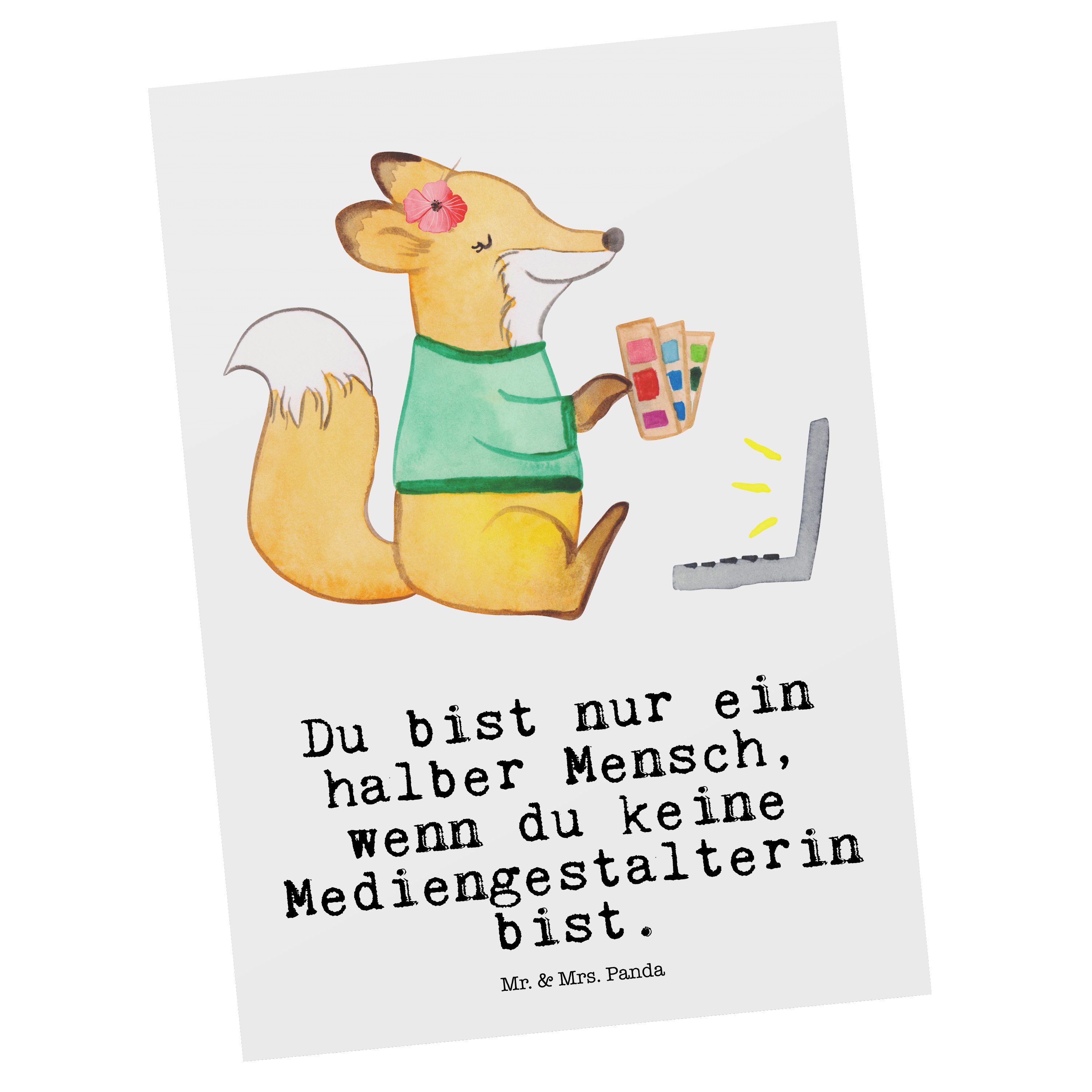 Grafikdesignerin, Herz Panda Weiß Geschenk, & Kreat - mit Postkarte - Mr. Mrs. Mediengestalterin