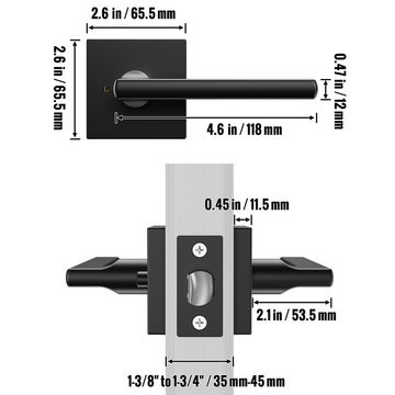 VEVOR Türknauf 35-45mm mit Sperrfunktion Schlüsselloses Entriegeln Türknauf 60-70mm