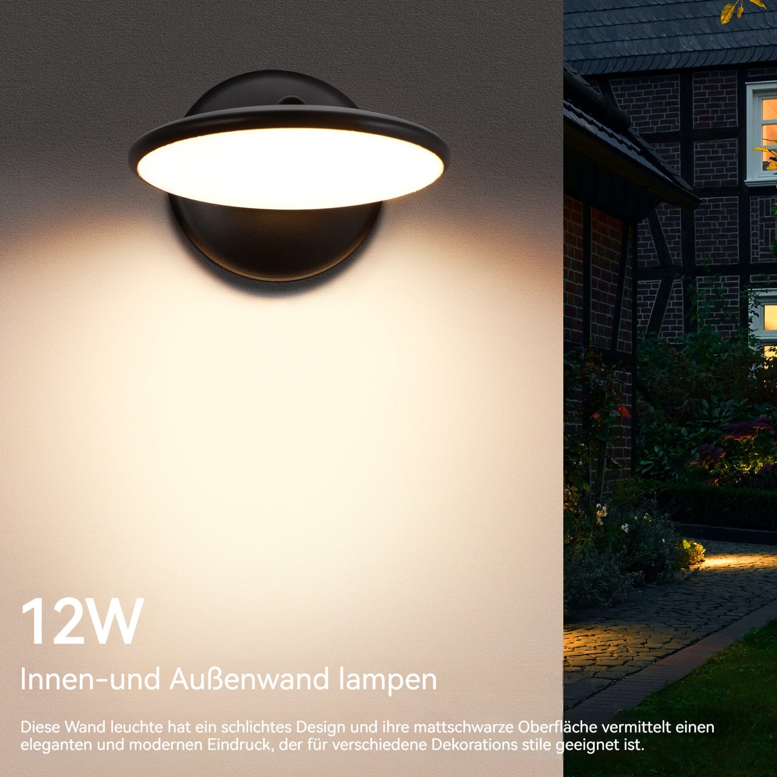 BlingBin LED Wandleuchte Aussenlampe Wand, Wandleuchte 12W drehbare Außen-/ günstig online kaufen