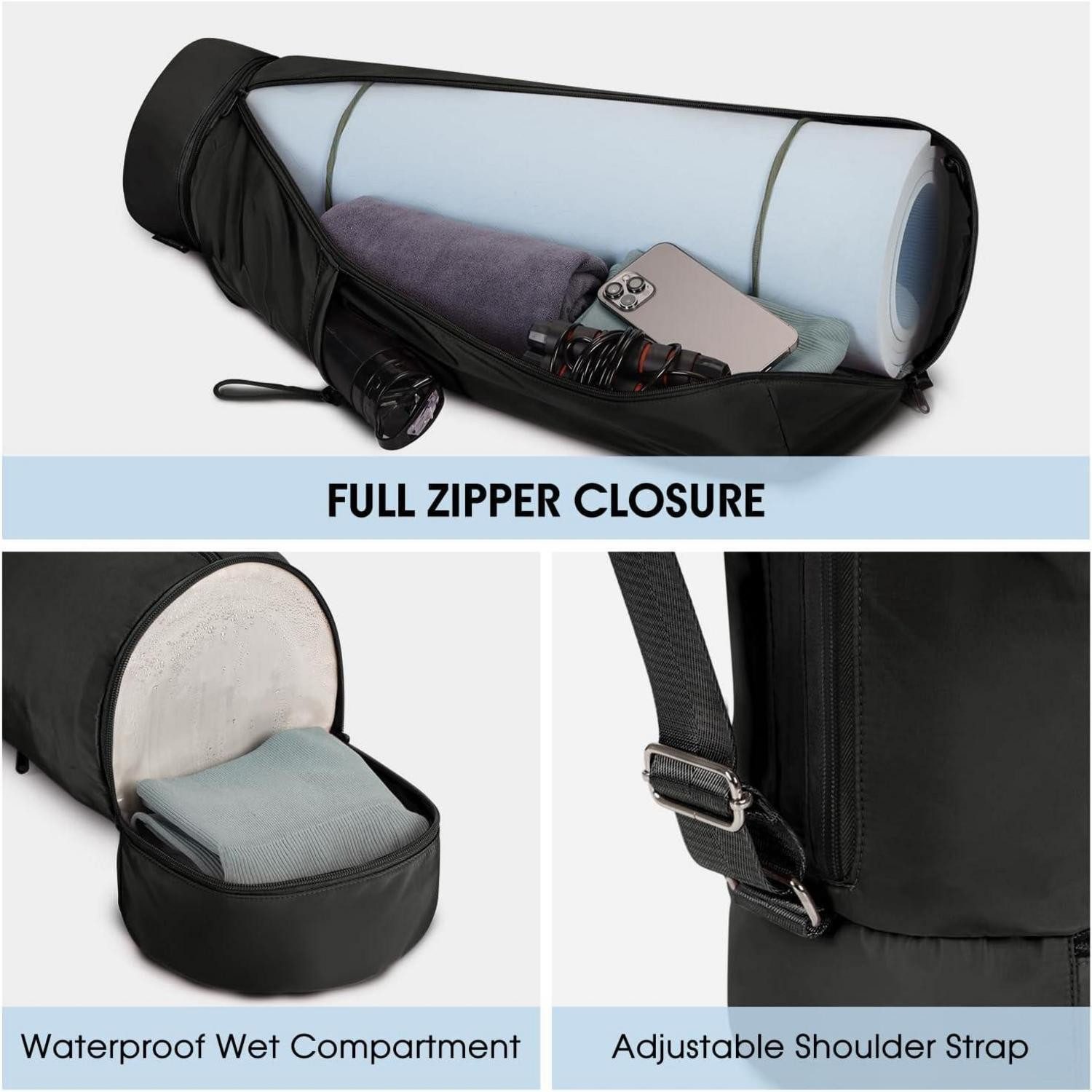 LuxusKollektion Yogatasche Yogatasche Damen mit Nassfach und Flaschenhalter, Schultergurt, Gym