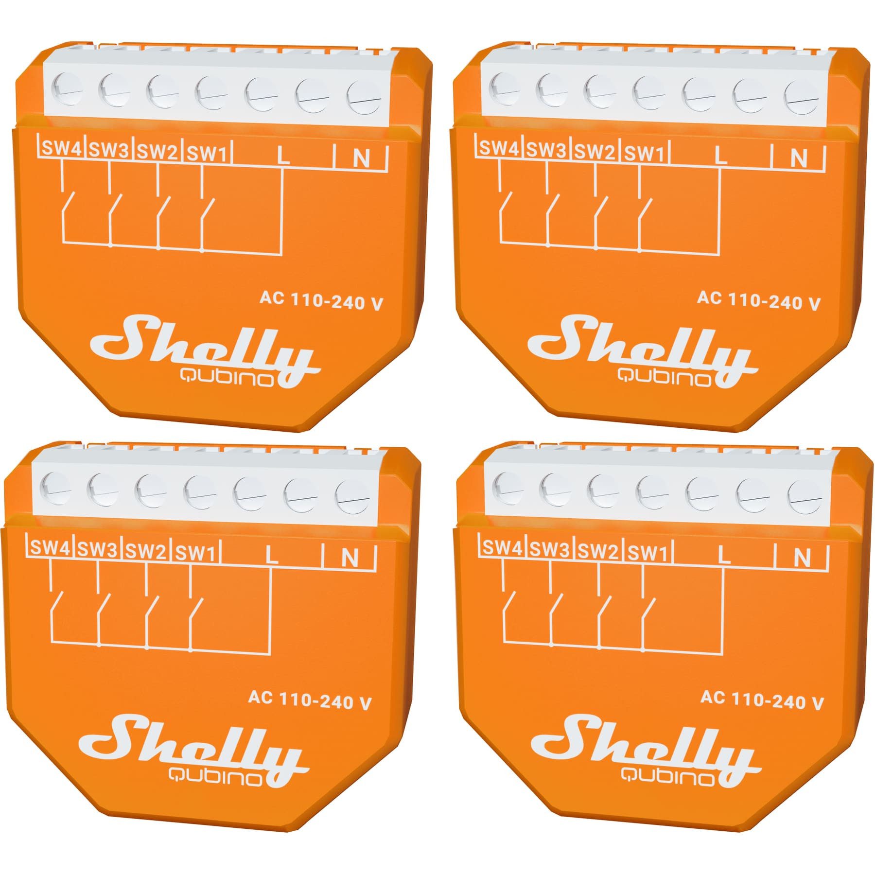 Shelly SHELLY Szenenaktivierer Wave i4, Unterputz, orange, 4 Stück Wandtaster