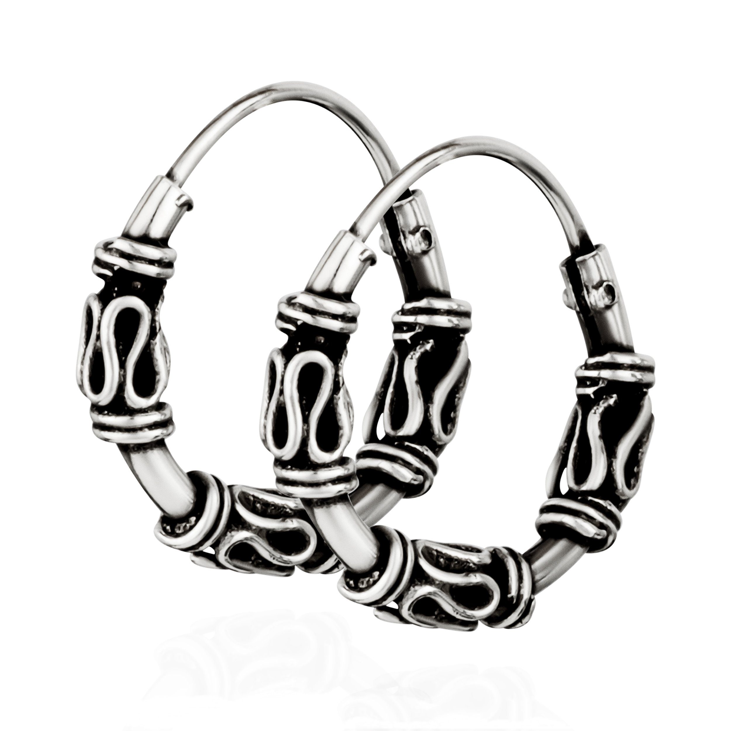 Paar Creolen Paar 925 Sterling Silber Keltische Bali Ohrschmuck