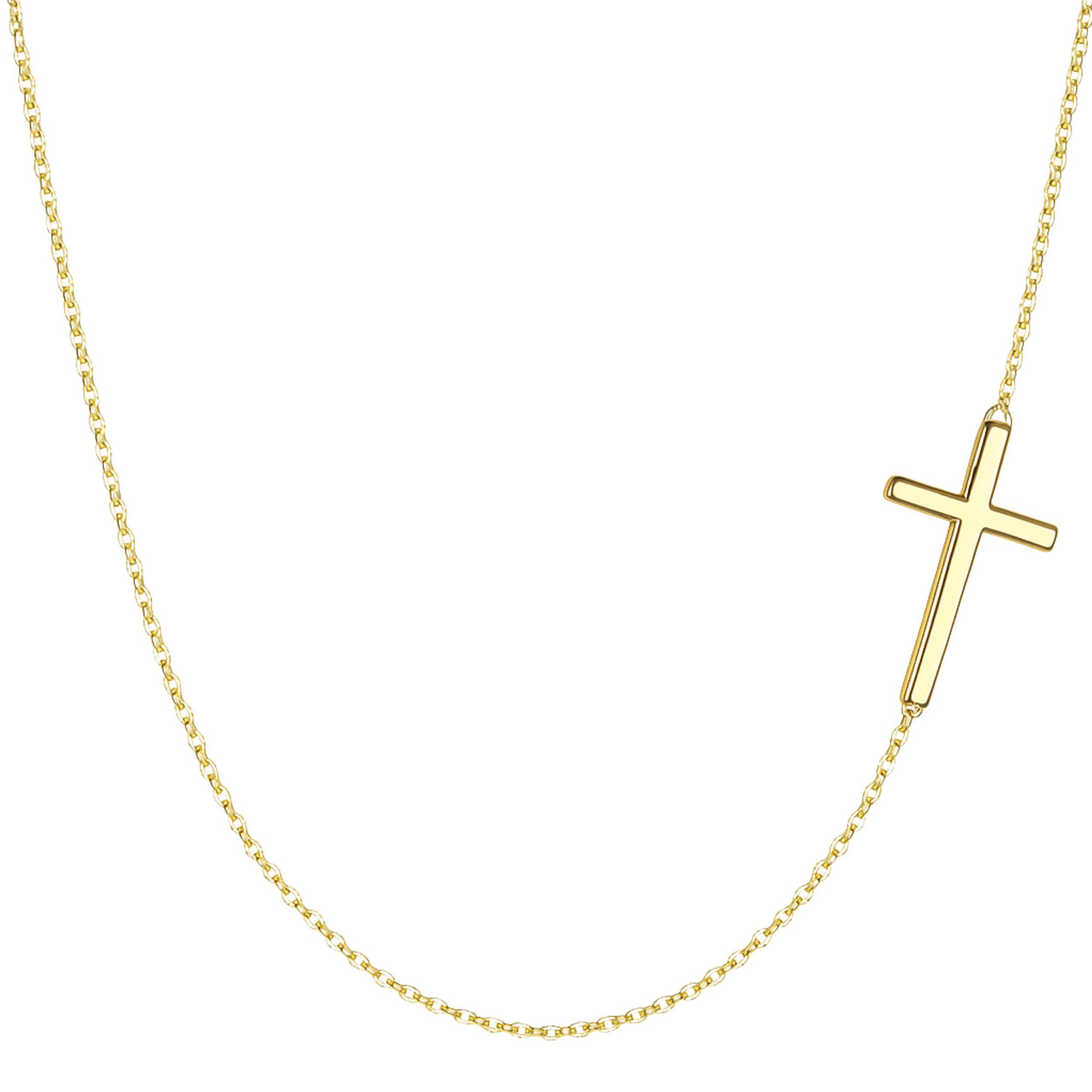 Kreuzkette zarte Kette Kreuz Damen – 925 Sterling Silber oder 18K vergoldet