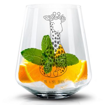 Mr. & Mrs. Panda Cocktailglas Giraffe Blumenkranz - Transparent - Geschenk, Wildtiere, Cocktailglas, Premium Glas, Personalisierbar