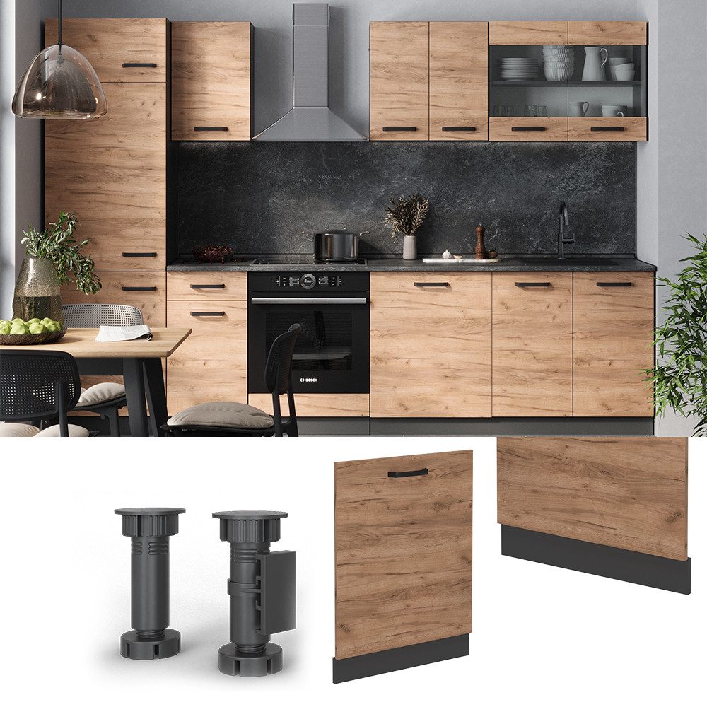 Vicco Frontblende R-Line, Goldkraft Eiche/Anthrazit, 60 cm ohne Arbeitsplatte (1 St)