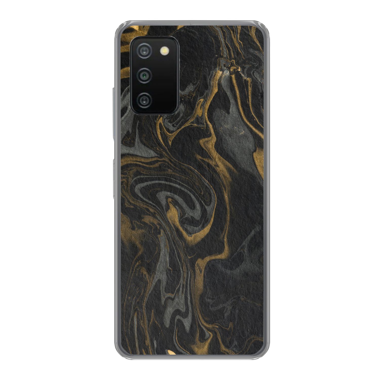 MuchoWow Handyhülle für Samsung Galaxy A03s Marmor - Textur - Grau - Gold - Marmoroptik -, Smartphone-Bumper, Print, Handy Schutzhülle Dünn