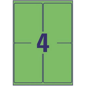 Avery Zweckform Etiketten 80x Etiketten Wiederablösbar Grün 99,1x139mm, Selbstklebend Hinweis-Schilder Warn-Aufkleber für alle A4 Drucker