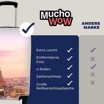 MuchoWow Handgepäckkoffer Blick über Paris mit dem Eiffelturm als Höhepunkt, 4 Rollen, Reisetasche mit rollen, Handgepäck für Ferien, Trolley, Reisekoffer
