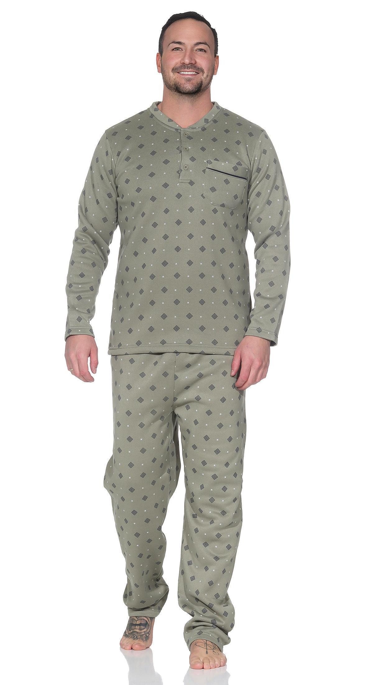 EloModa Pyjama Herren Thermo Pyjama lang zweiteiliger Schlafanzug, Gr. M L XL 2XL (2 tlg)