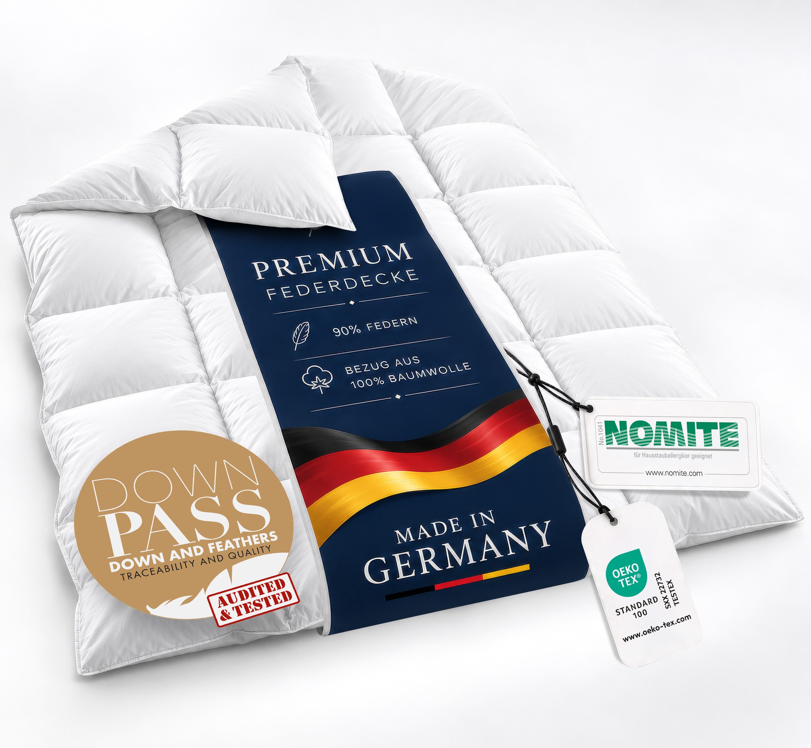 Gentle North Federbettdecke Federdecke mit 90% Federn & 10% Daunen – Daunendecke Made in Germany