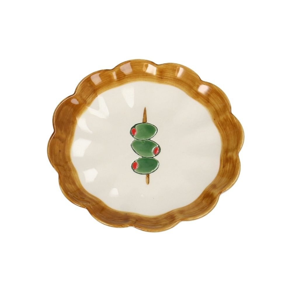 Kersten BV Speiseteller Teller Steingut Multi - Olive, (1 St), Gewellter Rand