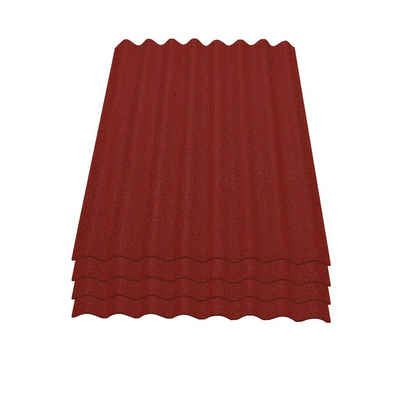 Onduline Dachpappe Onduline Easyline Dachplatte Wandplatte Bitumenwellplatten Wellplatte 4x0,76m² - rot, wellig, 3.04 m² pro Paket, (4-St)