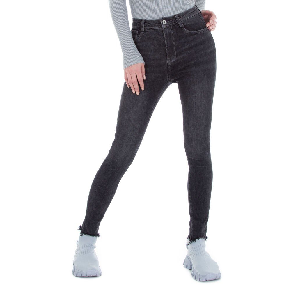 in Damen Stretch Skinny-fit-Jeans Schwarz Ital-Design Jeans Skinny Freizeit