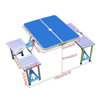 TWSOUL Sitzgruppe Outdoor-Camping-Klapptisch und Stühle-Set, (Ein Tisch mit VieraStühlen), Enthält einen Tisch (87 x 67 cm) + vier Stühle, Aluminiumlegierung