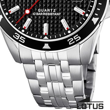 Lotus Quarzuhr Lotus Herrenuhr Excellent Armbanduhr, (Analoguhr), Herren Armbanduhr rund, groß (ca. 44mm), Edelstahl, Luxus