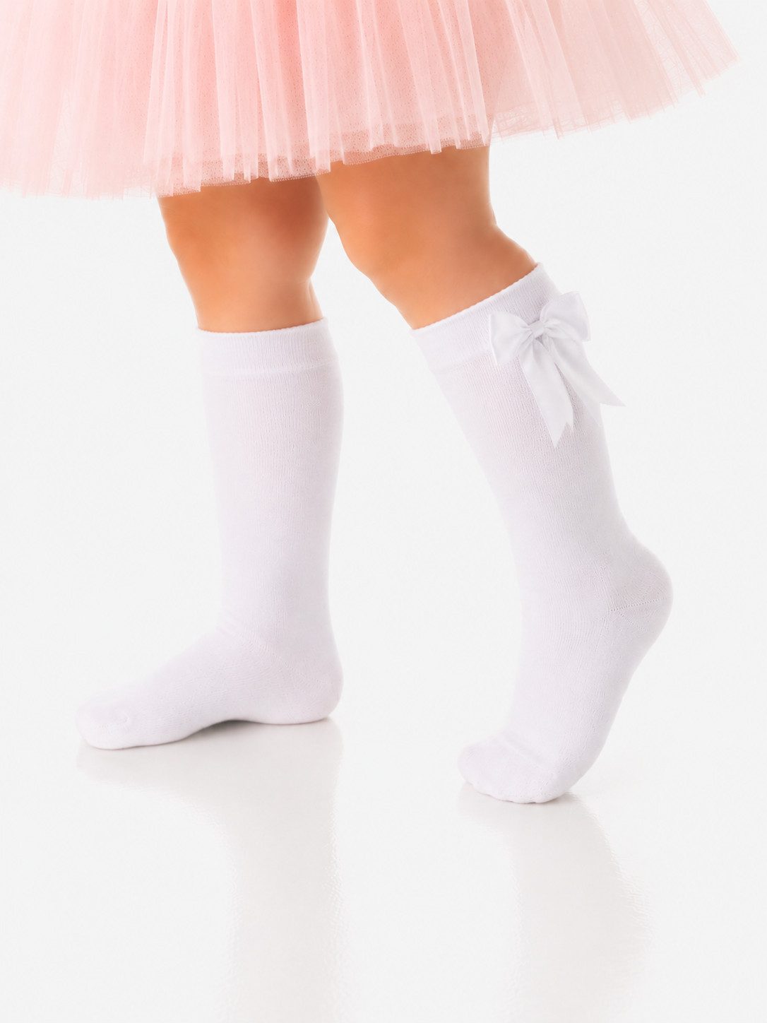 La Bortini Kniestrümpfe Lange Socken für Baby und Kinder Strümpfe mit Schleifen in weiß Größen nach Wahl von 13 bis 37 für Babys Kinder Mädchen Damen