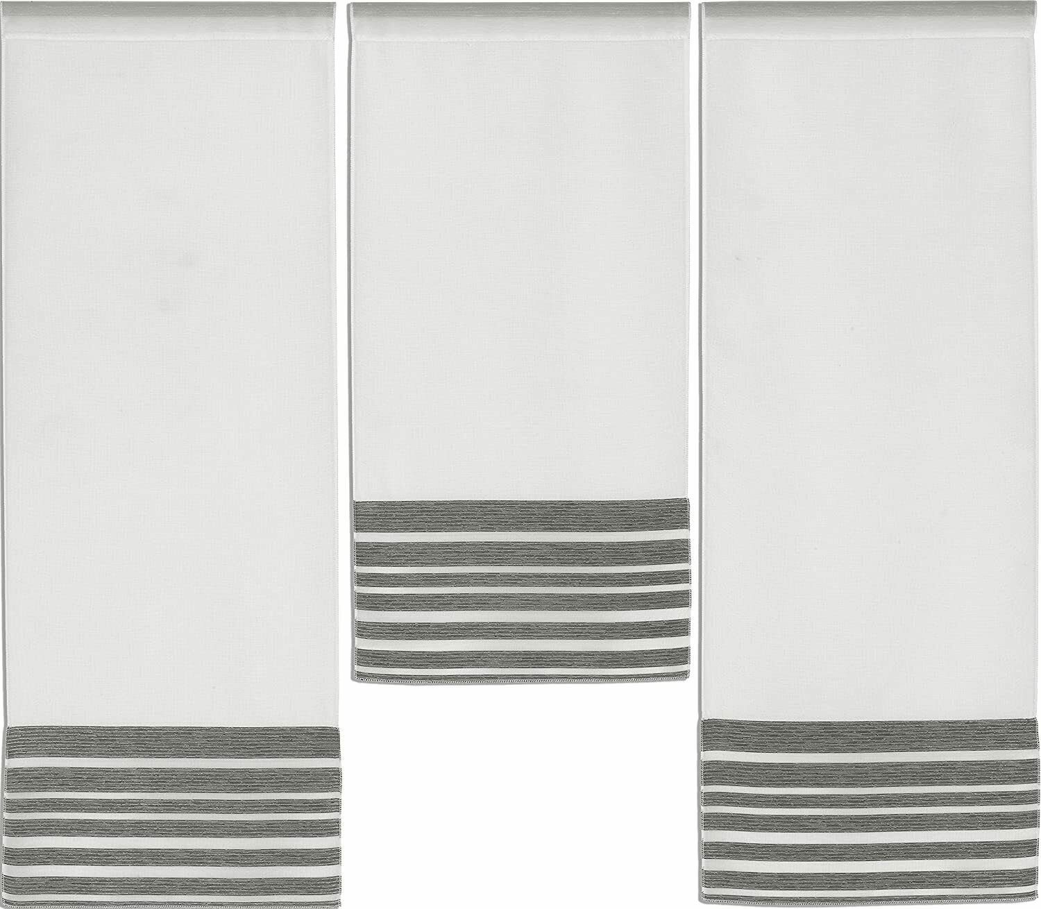 Scheibengardine Design Mini Flächenvorhang Set anthrazit 4027-02, Clever-Kauf-24, Stangendurchzug (3 St), halbtransparent | Scheibengardinen-Sets