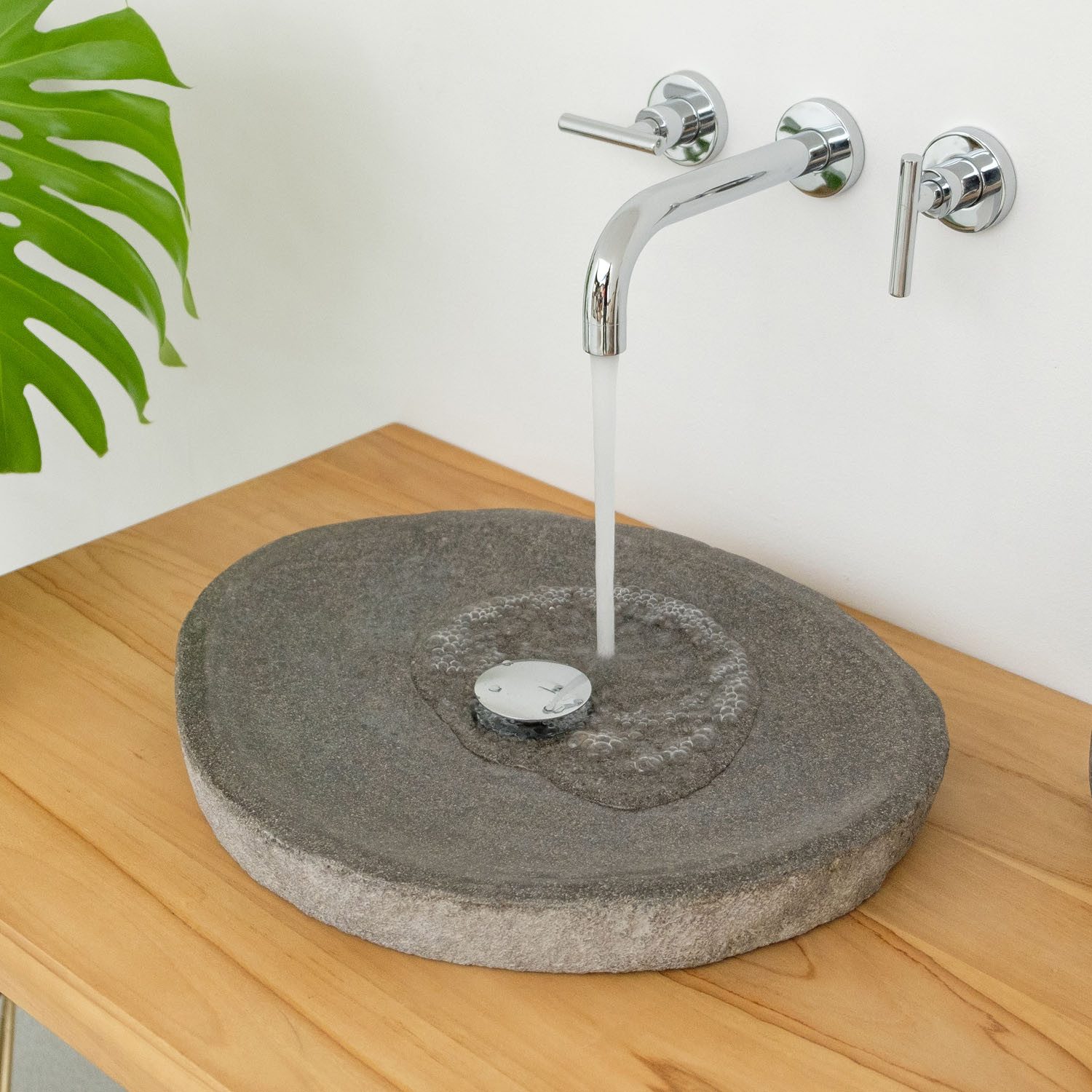 wohnfreuden Aufsatzwaschbecken Naturstein Waschbecken 40 cm extra flach (Kein Set), NEW-4549