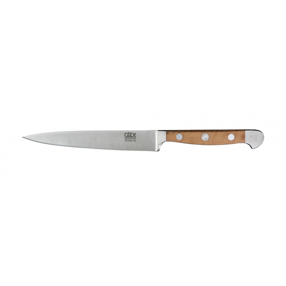 Güde Messer Solingen Schale Alpha Birne, Messerstahl, Zubereitungsmesser 16 cm - CVM-Messerstahl - Griffschalen Birnenholz