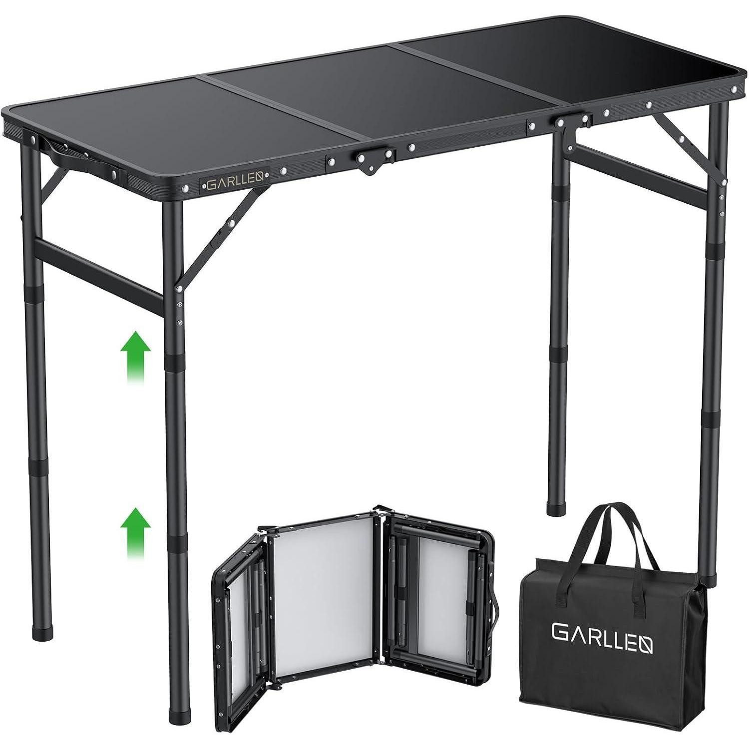LuxusKollektion Campingtisch Campingtisch klappbar 87x40cm 3 Schwarz 87x40cm(3 verstellbare Höhe) (1-St)