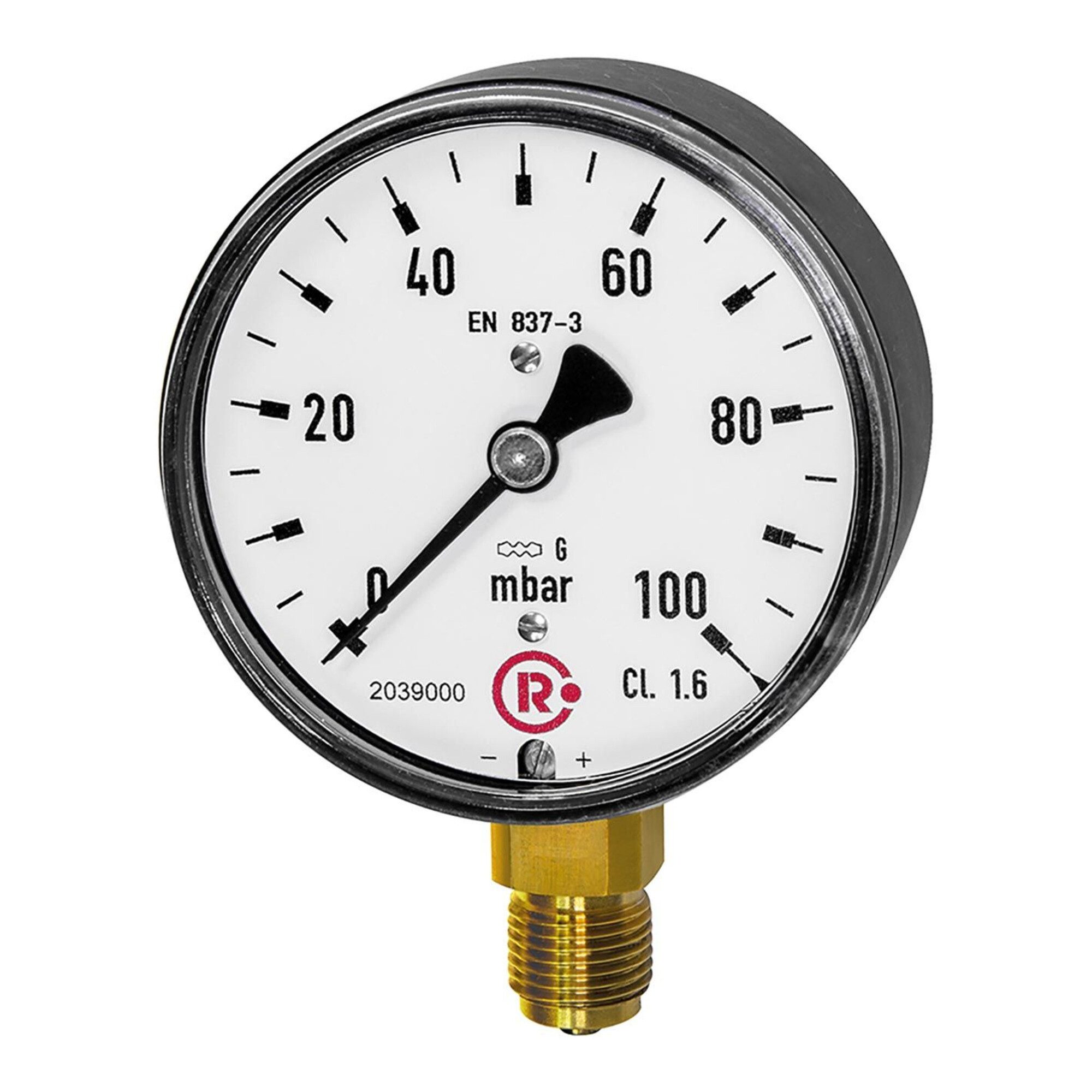RIEGLER Reifenfüllmessgerät Riegler Kapselfedermanometer, G 1/4 radial unten, 0 - 100 mbar, Ã˜ 63