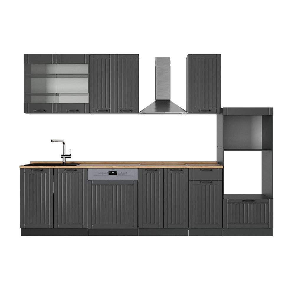 Vicco Küchenzeile Fame-Line, Dunkelgrau/Anthrazit, 300 cm günstig online kaufen
