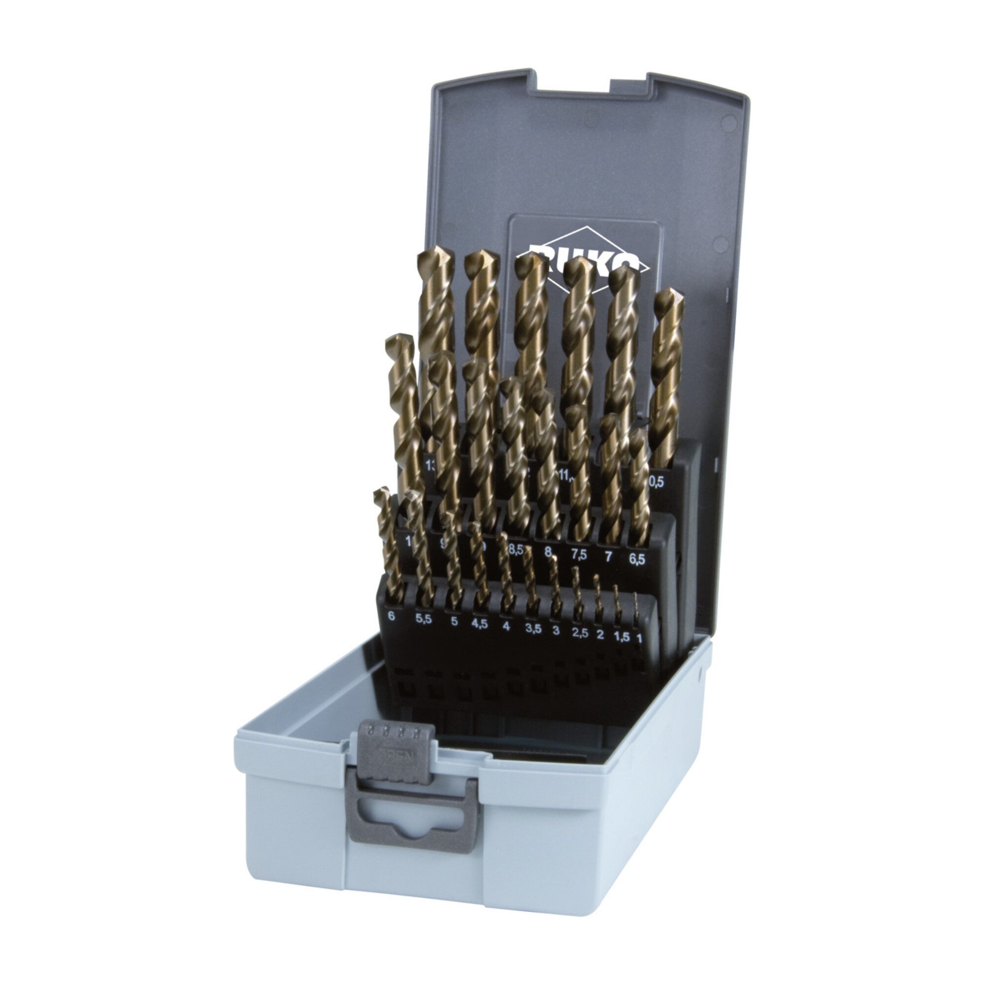 Ruko Holzbohrer RUKO Spiralbohrersatz DIN338 Typ VA D.1-13x0,5mm HSS-Co5 25tlg.Ku.-Kas