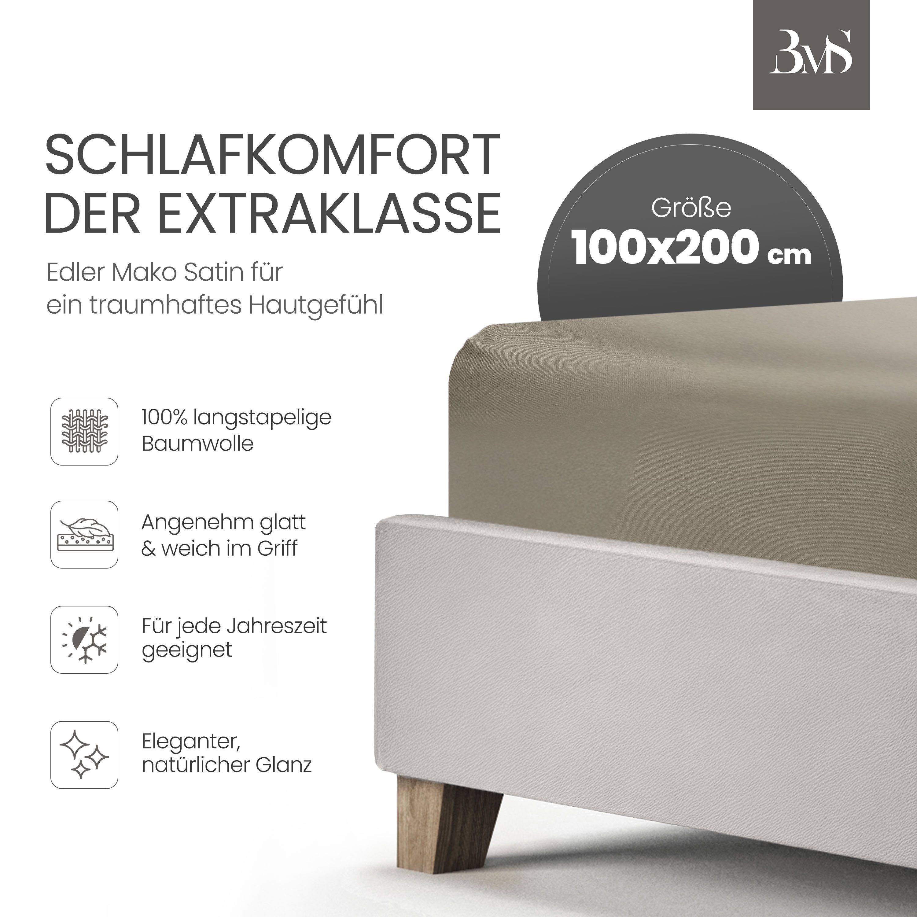 BETTWAESCHE-MIT-STIL Spannbettlaken Mako Satin Spannbettlaken, Matratzenhöh günstig online kaufen