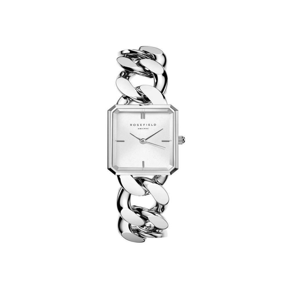 Quarzuhr ROSEFIELD Damenuhr STUDIO Octagon XS Kettenuhr Silber eckig SWSSS-O56